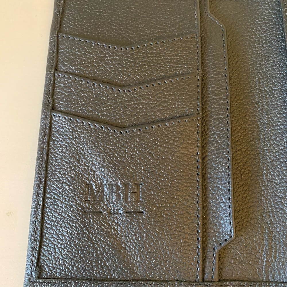 MBH men’s leather black bifold wallet- New- Fine quality leather